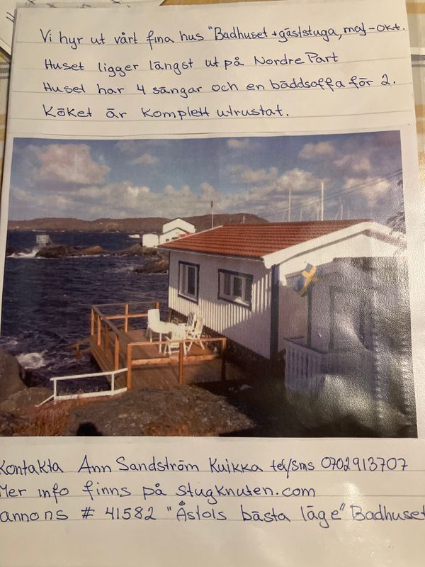 Stuga med 4-6 sängplatser i  Tjörn, Västra Götaland