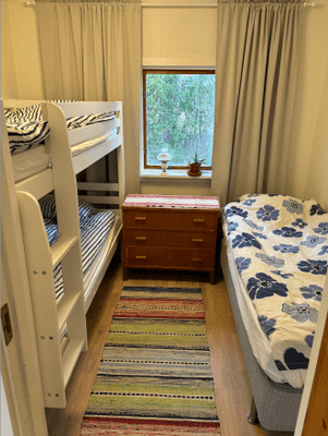 Mysigt skogshus nära havet med elbilsladdning - Bild 7