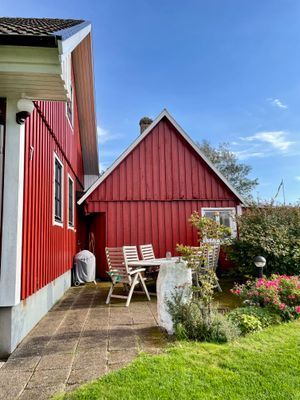 Mysigt hus på Grimsholmen i Falkenberg