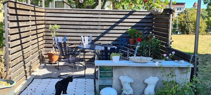 Uteplats som delas med andra i huset