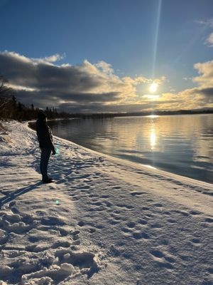 Stuga med fjäll- och sjöutsikt, bastu, och kamin - Bild 45