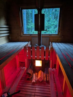 Timmerstuga med bastu m relax och växthus - Bild 22