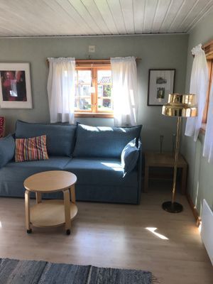 Bäddsoffan i storstugan.