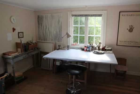 Vardagsrum med arbetsbord