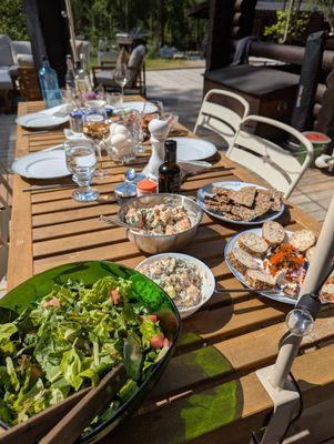 Timmerstuga med bastu m relax och växthus