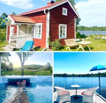 Stuga med JACUZZI , strandtomt och eldplats - Bild 43