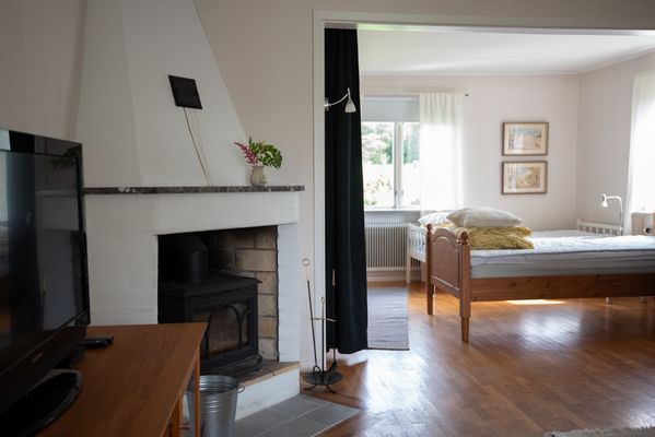 Vardagsrum med kamin, TV