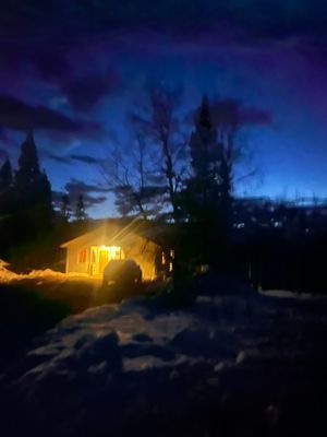 Stuga med fjäll- och sjöutsikt, bastu, och kamin - Bild 36