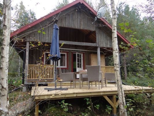 Mysig stuga på en alpackagård