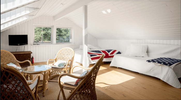 Loft med 2 st sängar, båda180 x 200