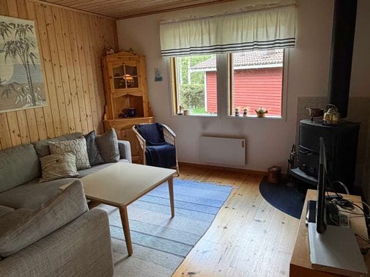Storstugan med braskamin