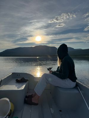 Stuga med fjäll- och sjöutsikt, bastu, och kamin - Bild 25