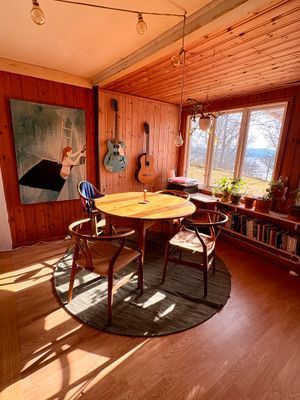 Stuga med sjöutsikt genom trädtopparna - Bild 19