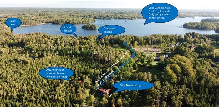 Stort lantligt hus vid skog, sjö och badstrand - Bild 38
