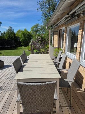 Stort djur- och familjevänligt hus nära bad.