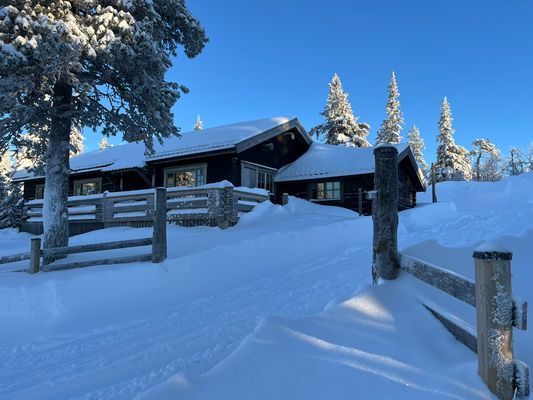 Liftnära timmerstuga m panoramautsikt över fjällen