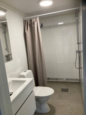 Souterrängvåningen toa och dusch.