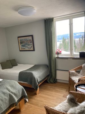 Souterrängvåningen, sovrum med 2 sängar 90 cm breda