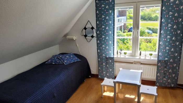 Ovanvåning, sovrum med två sängar (80*200)