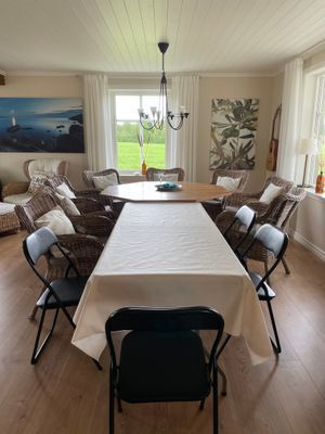 12 sittplatser med extra bord och stolar