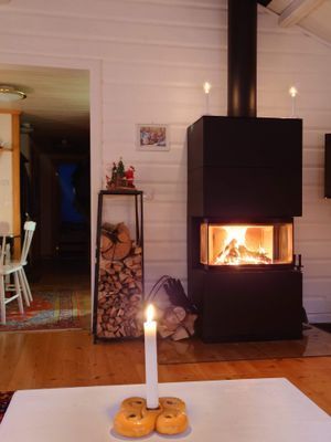 Åretrunt stuga med vedeldad bastu nära strand - Bild 6