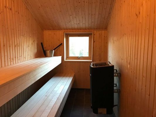 Rymlig bastu med utsikt över fjället