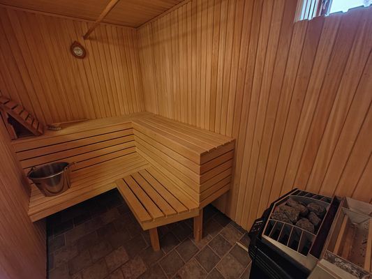 Timmerhus med utsikt och bastu