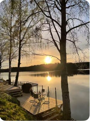 Mysig stuga vid en sjö med egen brygga - Bild 17