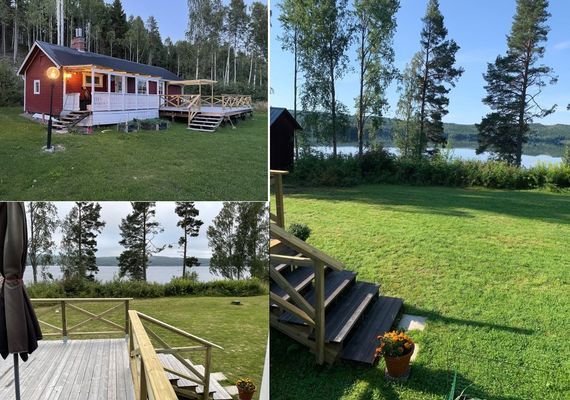 Stuga vid vattnet i Sjörgrå