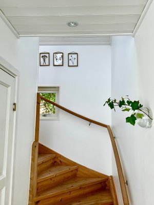 Vackert modernt trähus vid hav och strandängar - Bild 15