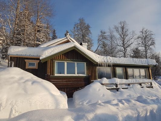 Mysig fjällstuga.