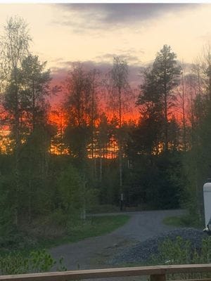 Solnedgång från uteplatsen.