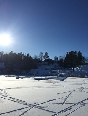 Vinterbild över bryggan