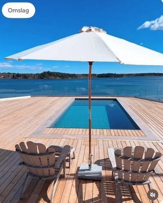 Strandtomt, panorama-havsutsikt, pool och brygga - Bild 15