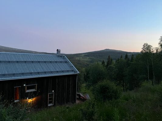 Huset ovanifrån, sommar i fjällen