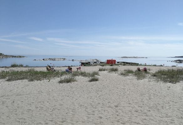 Röd stuga nära hav och skog - Bild 15