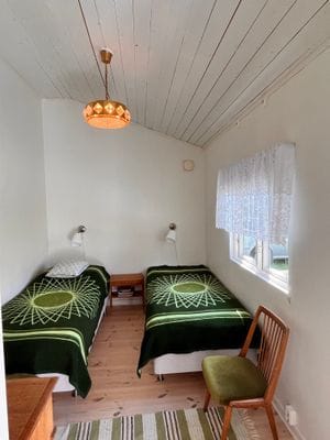 Sovrum med högt i tak