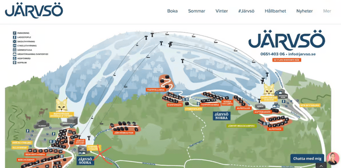 Stugan ligger mycket nära backarna på södra sidan och cykelparken. Beläget vid det röda krysset - i nedre vänstra hörnet på kartan.