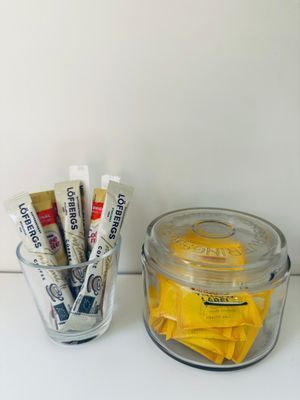 Gratis kaffe, te, salt, peppar och olja
