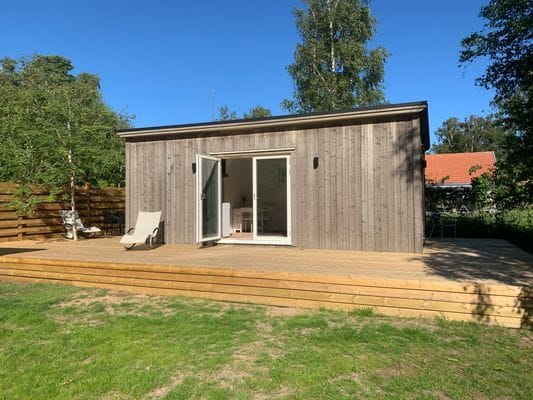 Nybyggt Attefallshus i Skummeslövsstrand
