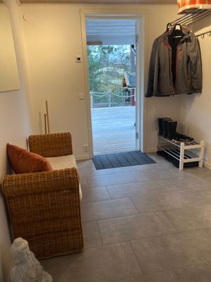 Hallen/entren med klinkers och golvvärme