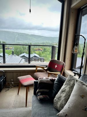 Stora fönster med fri utsikt över renfjället.