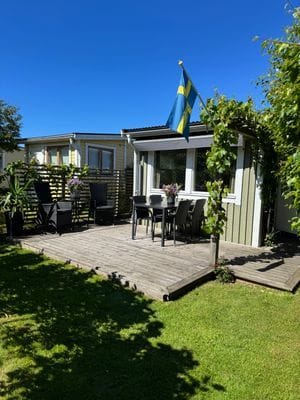Mysig badstuga på Skrea strand i Falkenberg.